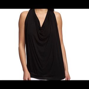 Michael Stars Slvless Draped Halter Jersey (Black)